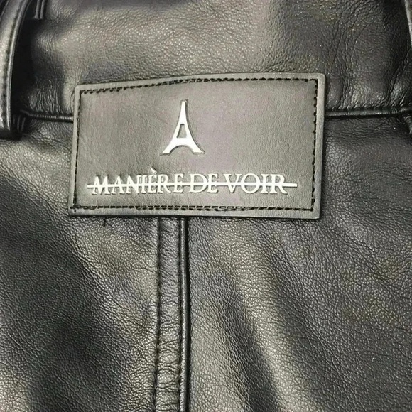 Manière De Voir Pants Womens 8 Black Faux Leather Cargo Moto Y2K Streetwear - Picture 3 of 16